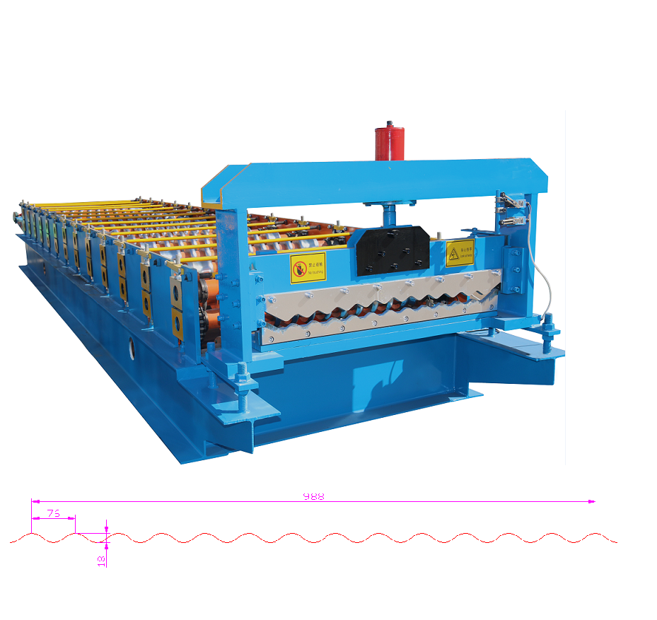 Roofing corrugated sheet roll forming machine
